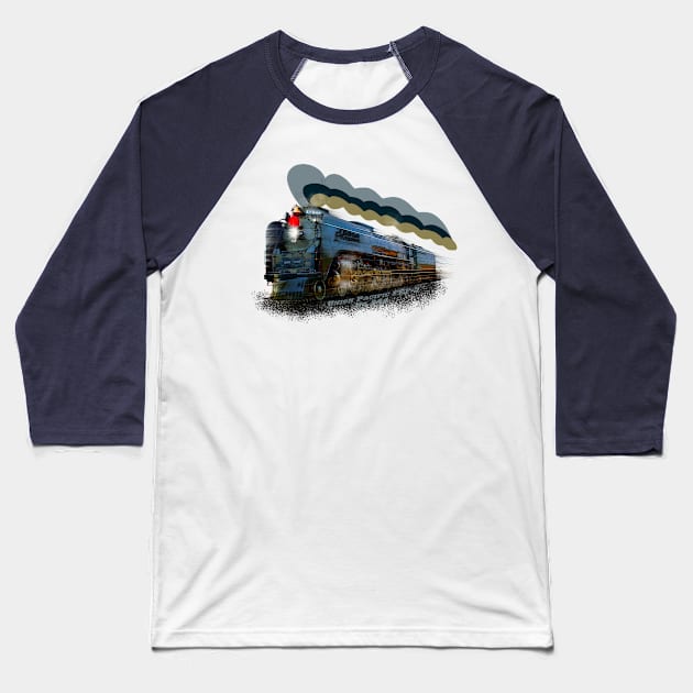 Gorgeous vintage Railroad steam locomotive FEF3 844 Baseball T-Shirt by MotorManiac